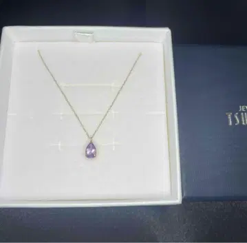 [ TSUTSUMI ] K10 라벤더 자수정 페어 쉐이프 목걸이