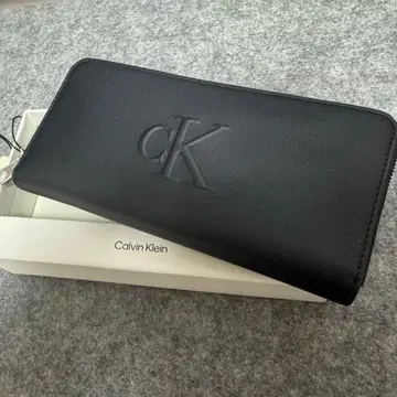 Calvin Klein 블랙 가죽 장지갑 지갑 CK 로고 블랙