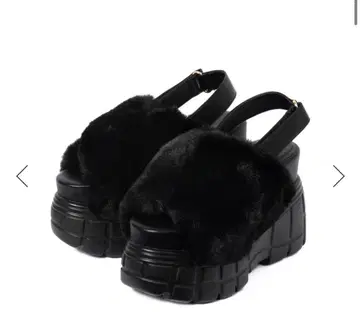 R&E 퍼 포함 통굽 샌들 L 사이즈 24cm