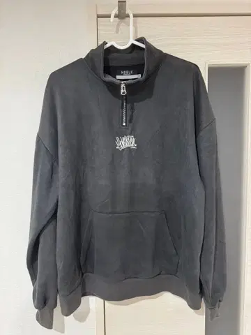 NOBLE PRODUCT 하프 지퍼 맨투맨 M 블랙 오버 사이즈