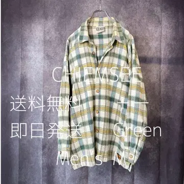 CHIEMSEE 빈티지 체크 플란넬 셔츠 남성용 M 그린