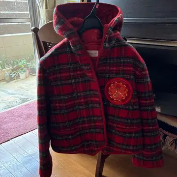 WONDERFUL WORLD 레드 체크 후드 자켓