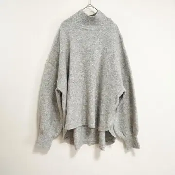 SIMPLICITE 하이넥 니트 F 그레이 오버 사이즈 테일 컷