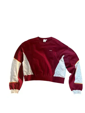 X-girl 바이컬러 크롭 맨투맨