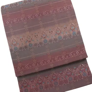 가로 줄기 초화 무늬 직조 전 통 후쿠로 오비 캐주얼 오비 브라운 계열