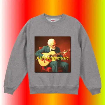 래글런 슬리브 크루넥 맨투맨 (파일 안감) XL 믹스 그레이