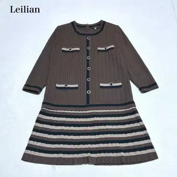 레리안 울 원피스(48) 배색 라인 골드 버튼 플리츠 이탈리아제