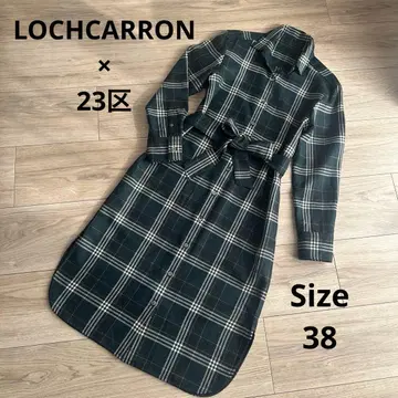 [컨디션 최상] 23구 x 로캐런 타탄 체크 셔츠 원피스 38 그린