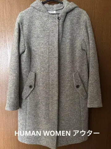 HUMAN WOMEN 후드 부착 롱 코트