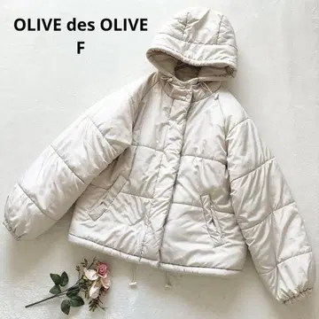 올리브데올리브 후드 부착 충전솜 다운 자켓 아이보리 심플 F