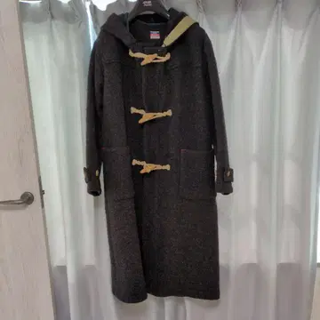 그레이 더플 코트 후드 부착