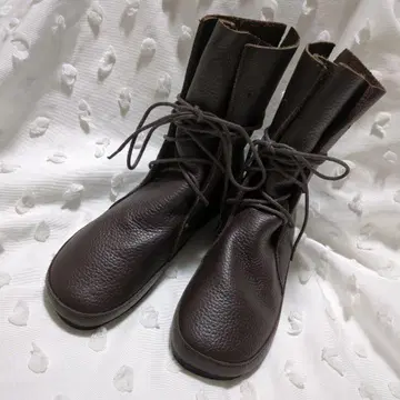 미사용품 다크 브라운 가죽 레이스업 부츠 L 사이즈 3E 폭 일본제