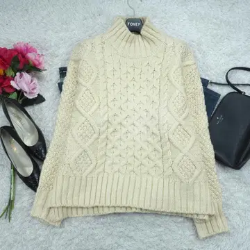 H26*프릭스스토어 풀오버 케이블 니트 스웨터 크림색 F