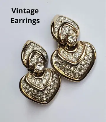 빈티지 하트 비쥬 귀찌 파베 주얼리
