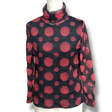 도트 도트 무늬 터틀넥 이너 티셔츠 블랙 블랙 파워넷