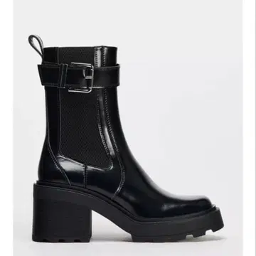 ZARA 버클 첼시 하이힐 숏부츠 블랙 37 24cm
