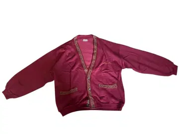 와인 레드 버튼 달린 가디건 M