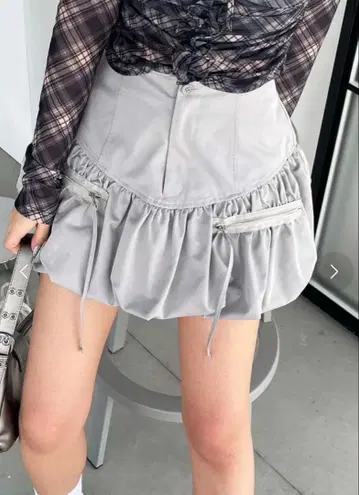 [ 새상품급 ] SPIRALGIRL 포켓 리본 벌룬 스커트 그레이