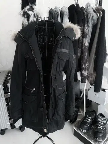 moussy 헤이세이 갸루 y2k 퍼 포함 모즈 코트 grunge