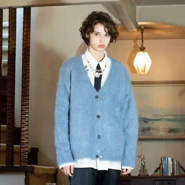 DAIRIKU Brat Pack 모헤어 가디건 라이트 블루