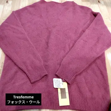 Tresfemme 미사용 새상품 폭스 혼방 복슬복슬 핑크 니트 택 포함