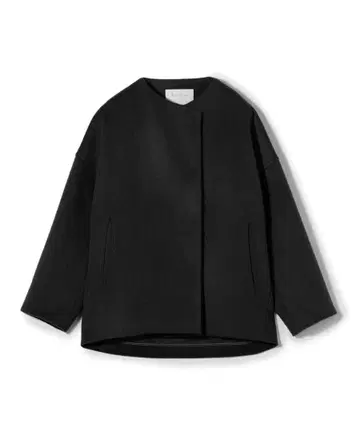 TOMORROWLAND 울 캐시미어 비버 숏 코쿤 코트 블랙