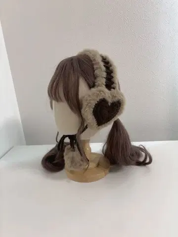 하트 귀도리 브라운 핸드메이드 귀도리 귀마개