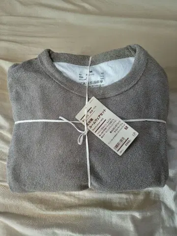 입는 타월 양면 파일 5부 소매 룸웨어 세트 신사 M 라이트 베이지