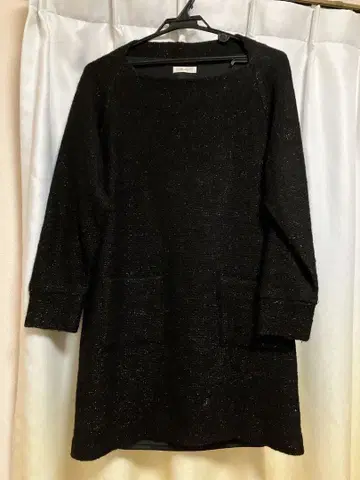 Viasara 여성용 블랙 라메 믹스 니트 원단 원피스