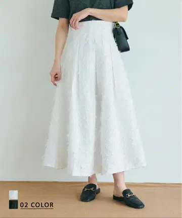 BASEMENT 프린지 플레어 스커트 화이트 SP 사이즈