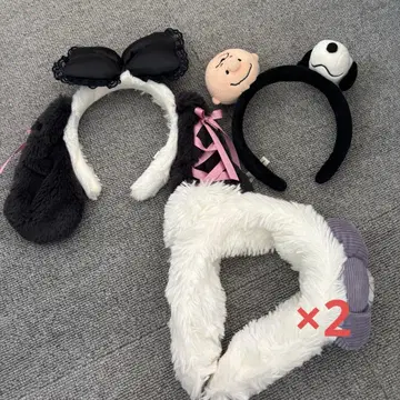 유니버셜 머리띠 스누피 머리띠 키티 귀도리 4종 세트