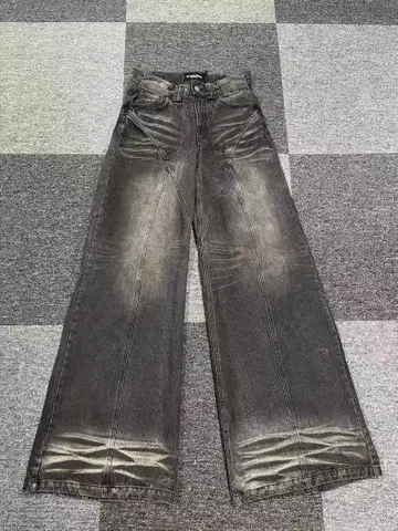 No Faith Studios 23SS 배기 데미지 데님 블랙 S