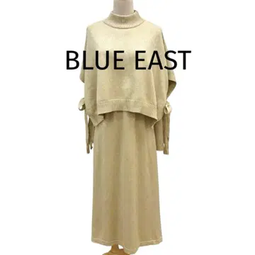 BLUE EAST 하이넥 니트 판초 스커트 셋업