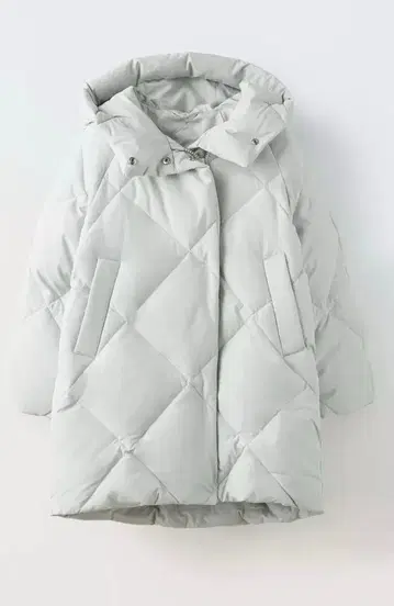 새상품 ZARA 페더 다운 퍼프 자켓 그레이