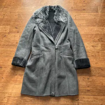 양가죽 스페인산 그레이 무스탕 롱 코트