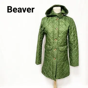Beaver 비버 영국제 퀼팅 롱 코트 그린 34 후드