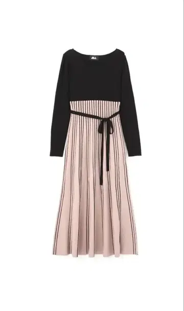 스트라이프 패턴 롱 니트 원피스