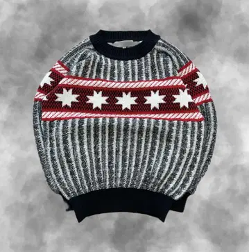 스트라이프 별 패턴 니트 스웨터 긴팔