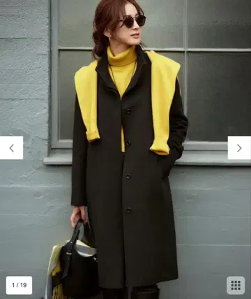 23구 울 캐시미어 비버 스탠드 카라 코트 블랙 44