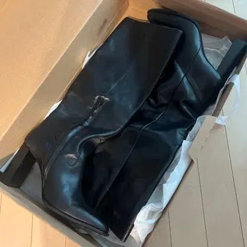 ZARA 천연 가죽 블랙 가죽 롱 부츠 사이즈 41