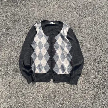한 점 y2k 00s 빈티지 아가일 니트 가디건