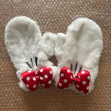 디즈니 미니 미튼 장갑 성인용 도트 리본 퍼