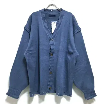 새상품 데미지 가공 오버 사이즈 가디건 긴팔 남성용 그레이 블루 L