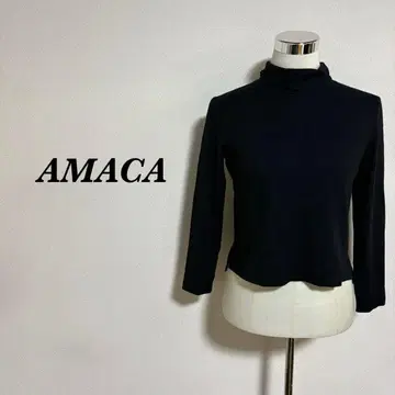 [울 100%] AMACA 니트 터틀넥 슬릿 블랙 4782N