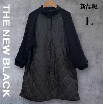 새상품급 THE NEW BLACK 퀼팅 x 니트 슬리브 코트 여성용 블랙