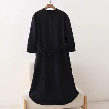 미사용품 SOEJU 밴드 카라 셔츠 원피스 M 네이비