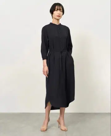 미사용품 SOEJU 밴드 카라 셔츠 원피스 M 네이비