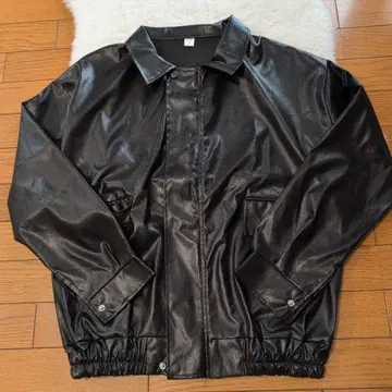 블루종 인조 가죽 블랙 점퍼 사이즈 M