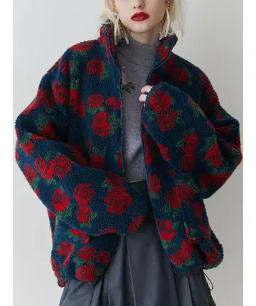jouetie 꽃무늬 플리스 자켓 패턴 보아 자켓
