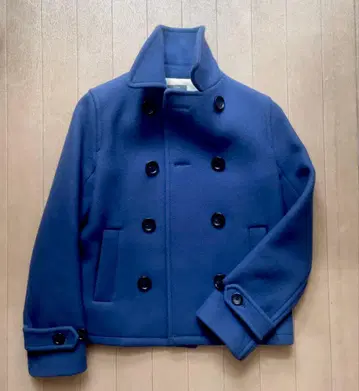 네이비 울 더블 브레스트 피 코트